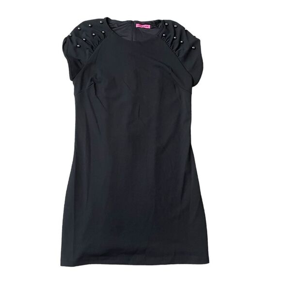 Betsey Johnson Mock Pearl Detailed Short Sleeve Scuba Dress - Picture 1 of 15